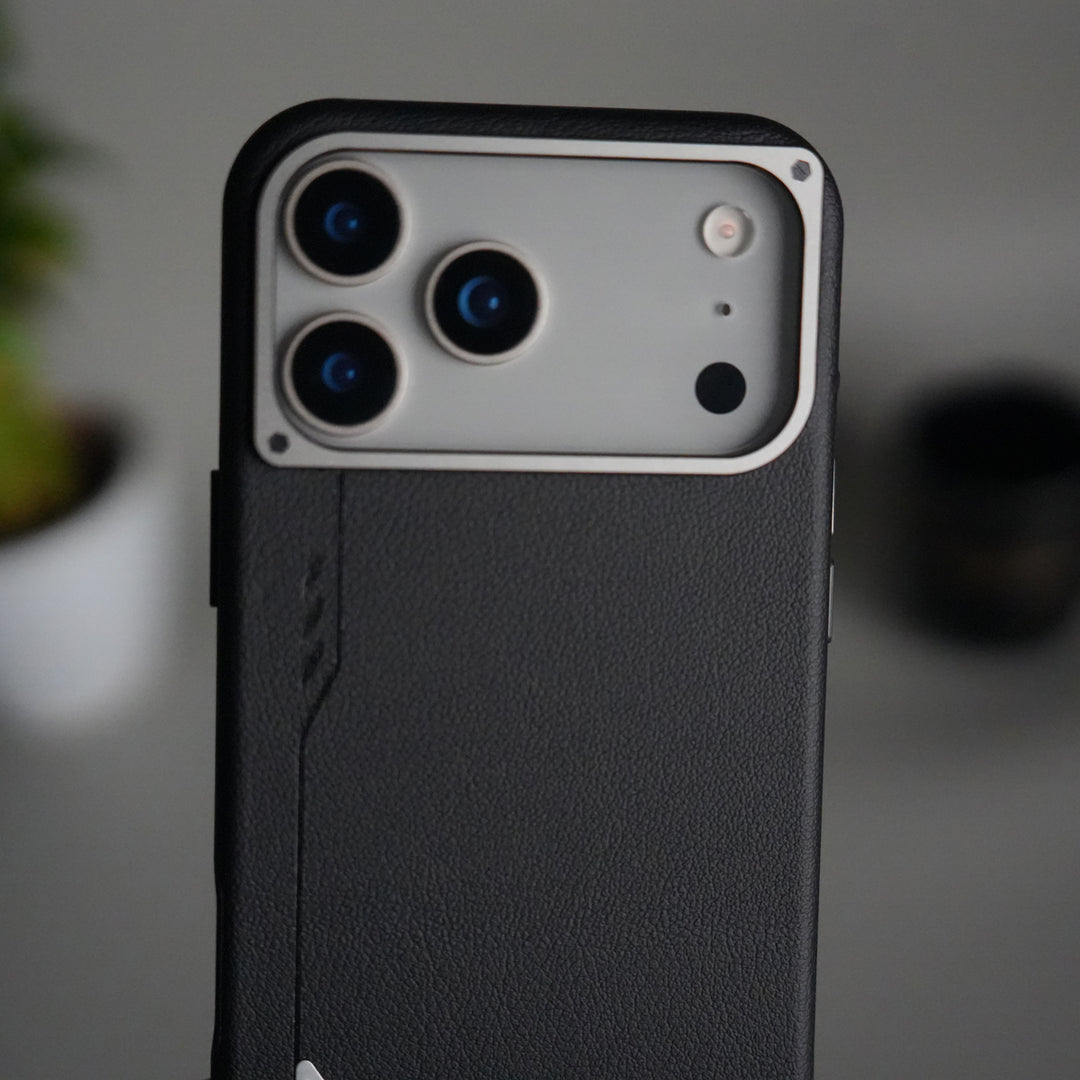 iPhone 17 Pro Leather Texture MagSafe PVC NUIU Case With Metal Camera Bump