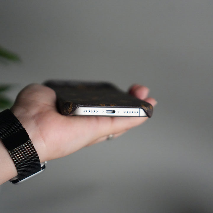 iPhone 17 Pro Luxury Brand Leather Case Cover (Dark Brown)