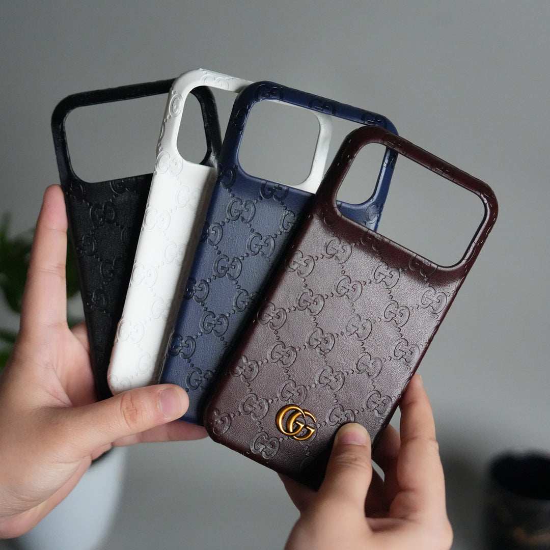 iPhone 17 Pro Luxury GG Fashion Leather Brand Case Cover