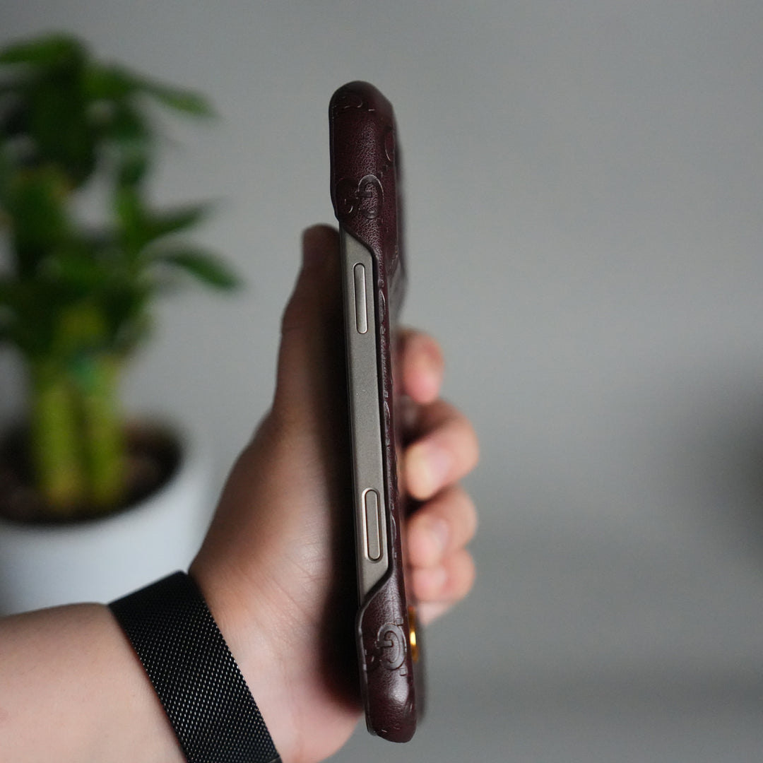 iPhone 17 Pro Luxury GG Fashion Leather Brand Case Cover