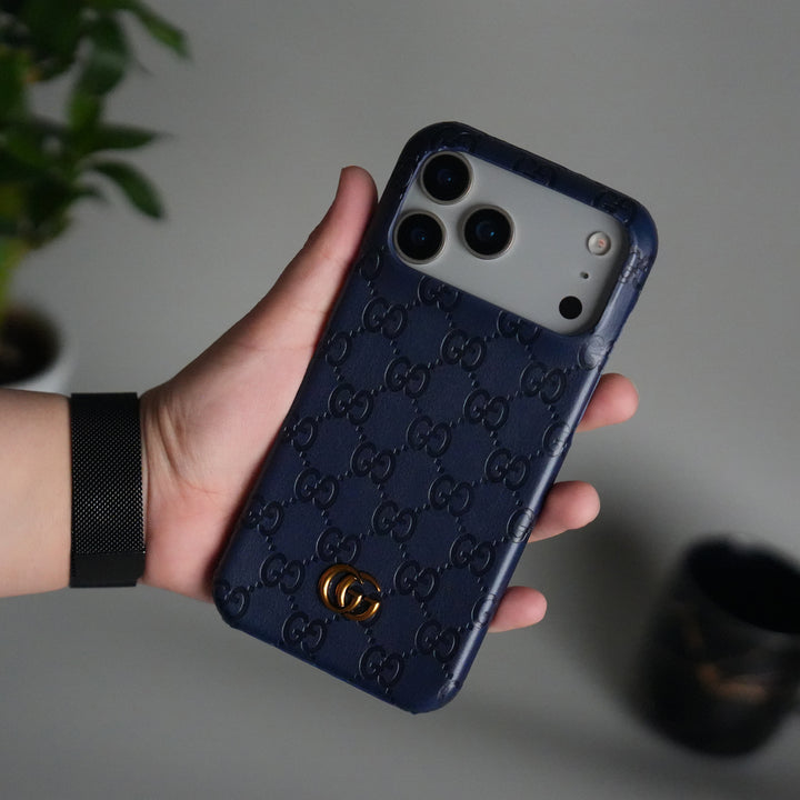 iPhone 17 Pro Luxury GG Fashion Leather Brand Case Cover