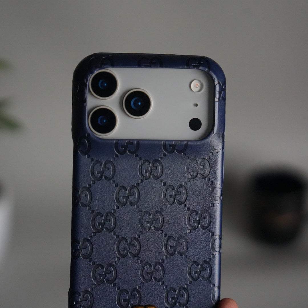 iPhone 17 Pro Luxury GG Fashion Leather Brand Case Cover