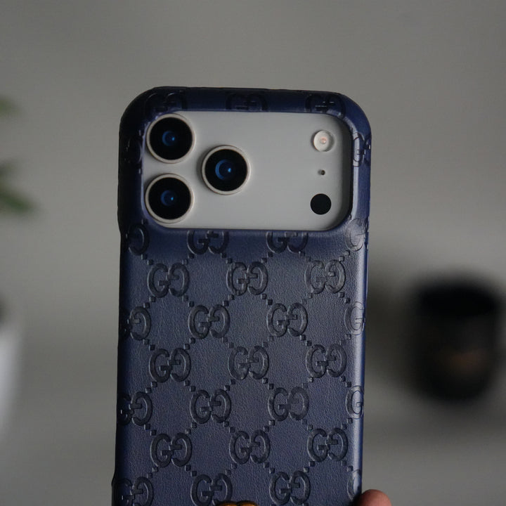 iPhone 17 Pro Luxury GG Fashion Leather Brand Case Cover