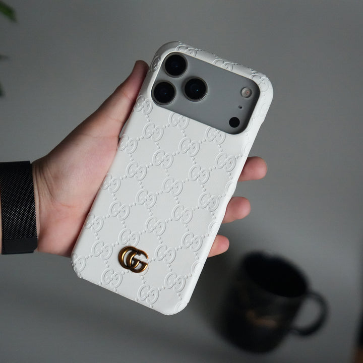 iPhone 17 Pro Luxury GG Fashion Leather Brand Case Cover