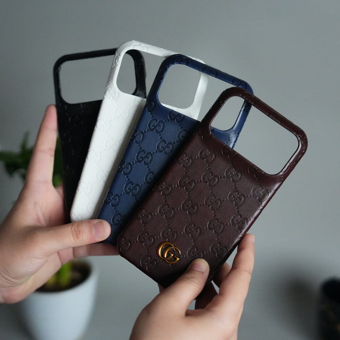 iPhone 17 Pro Luxury GG Fashion Leather Brand Case Cover
