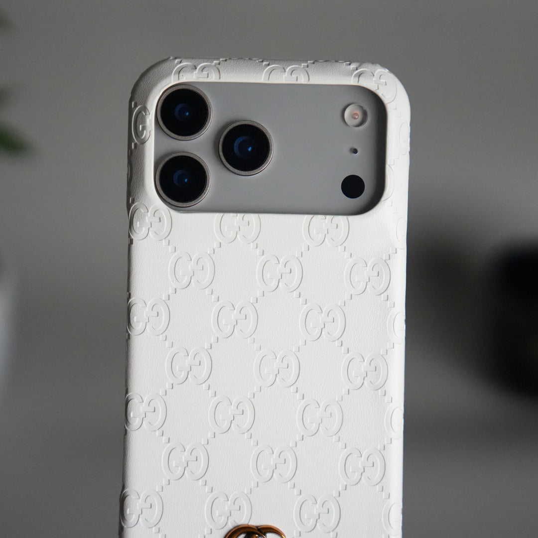 iPhone 17 Pro Luxury GG Fashion Leather Brand Case Cover