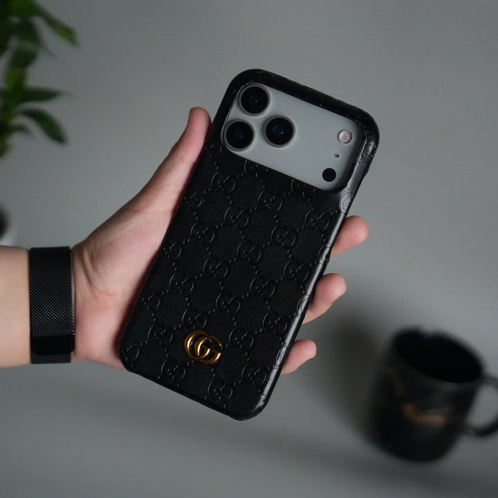 iPhone 17 Pro Luxury GG Fashion Leather Brand Case Cover