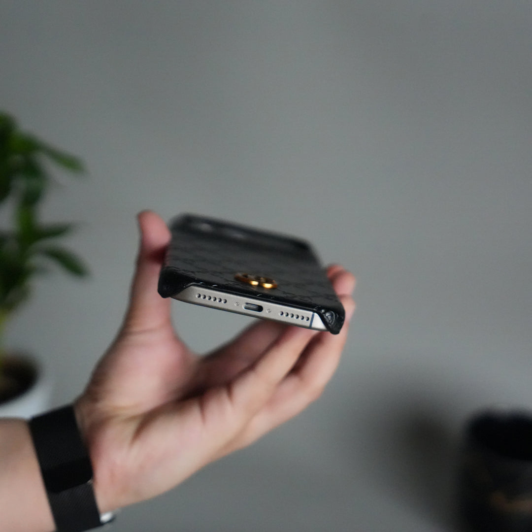 iPhone 17 Pro Luxury GG Fashion Leather Brand Case Cover