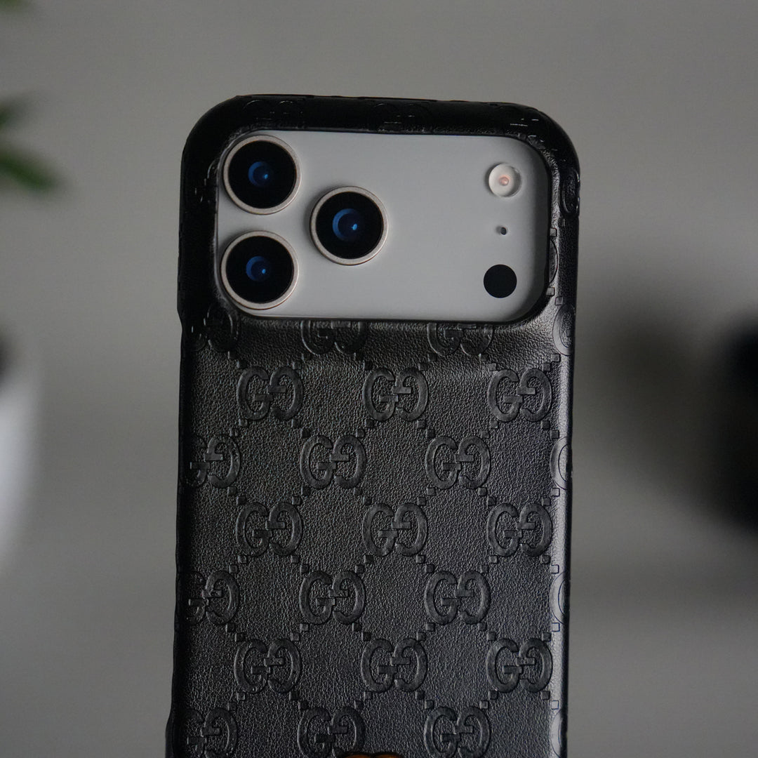 iPhone 17 Pro Luxury GG Fashion Leather Brand Case Cover