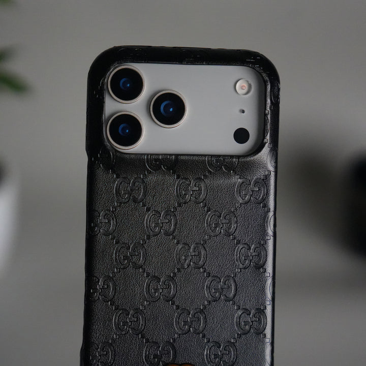 iPhone 17 Pro Luxury GG Fashion Leather Brand Case Cover