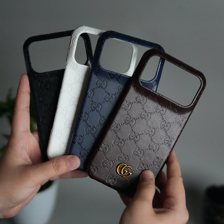 iPhone 17 Pro Luxury GG Fashion Leather Brand Case Cover
