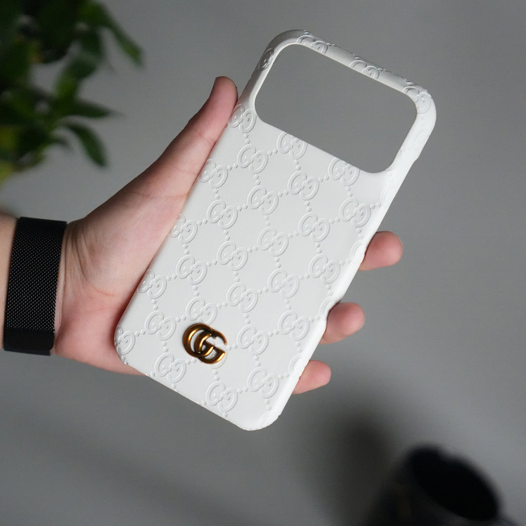 iPhone 17 Pro Luxury GG Fashion Leather Brand Case Cover