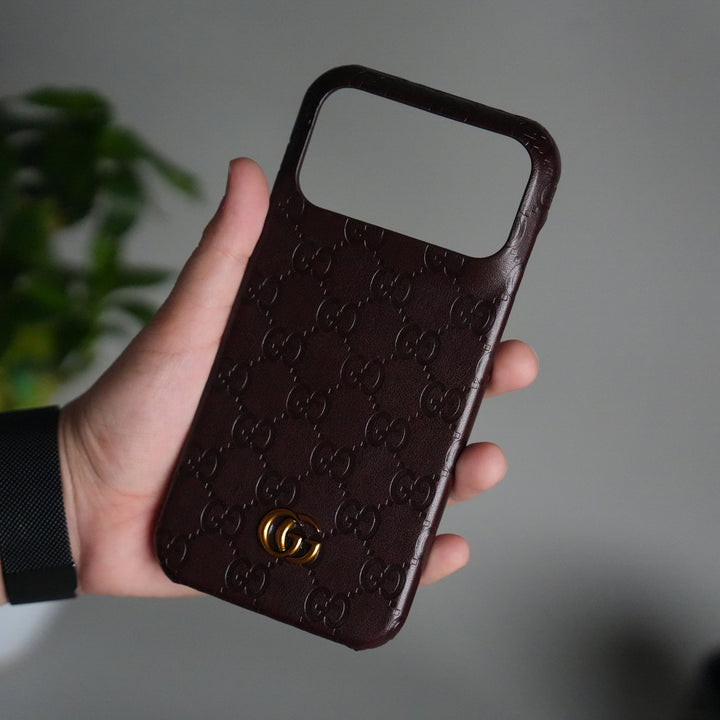 iPhone 17 Pro Luxury GG Fashion Leather Brand Case Cover