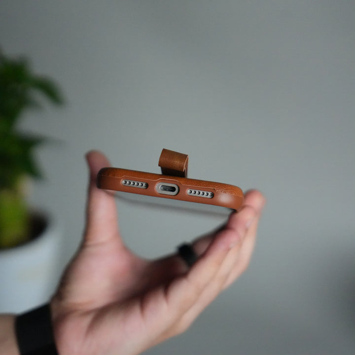 iPhone 17 Pro Luxury Leather MagSafe Case | Metal Ring Stand and Grip Holder Cover