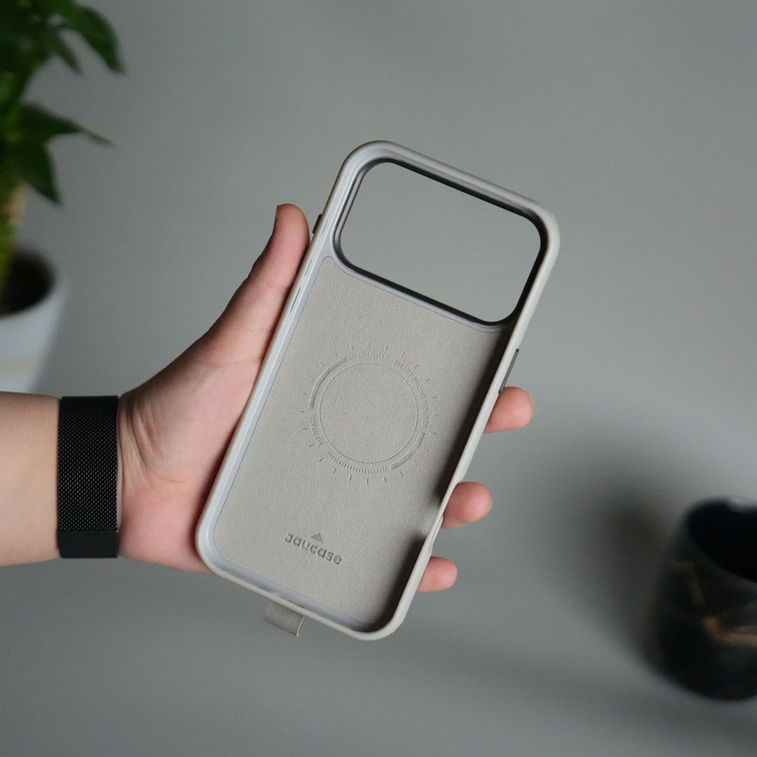 iPhone 17 Pro Luxury Leather MagSafe Case | Metal Ring Stand and Grip Holder Cover