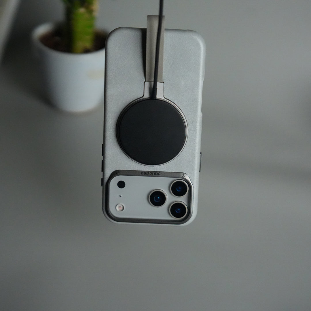 iPhone 17 Pro Luxury Leather MagSafe Case | Metal Ring Stand and Grip Holder Cover