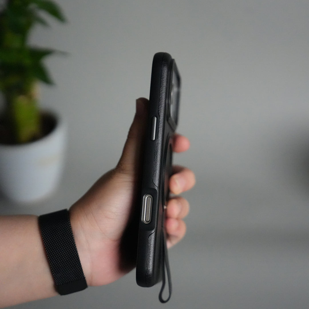 iPhone 17 Pro Luxury Leather MagSafe Case | Metal Ring Stand and Grip Holder Cover