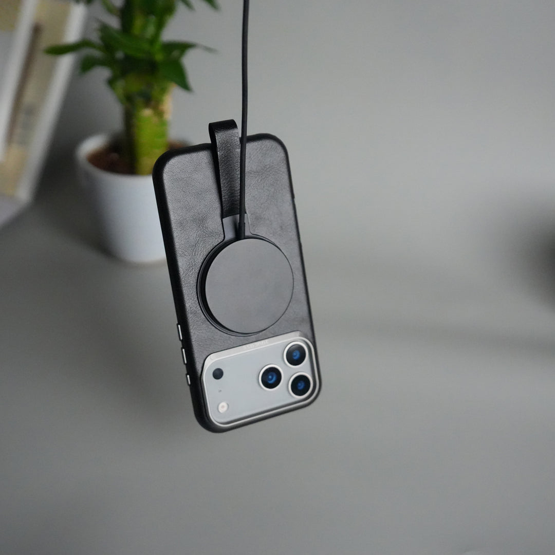 iPhone 17 Pro Luxury Leather MagSafe Case | Metal Ring Stand and Grip Holder Cover
