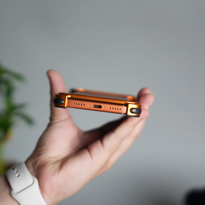 iPhone 17 Pro Magnetic Leather Case | Strong MagSafe + Metal Kickstand | Premium PU Leather Back with Aluminum Bumper Frame