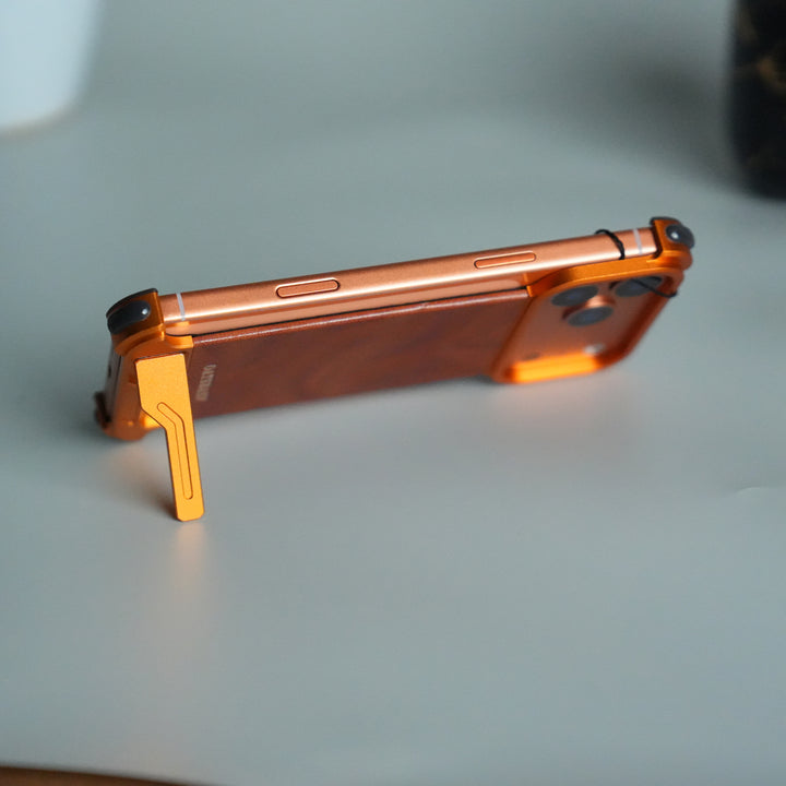 iPhone 17 Pro Magnetic Leather Case | Strong MagSafe + Metal Kickstand | Premium PU Leather Back with Aluminum Bumper Frame