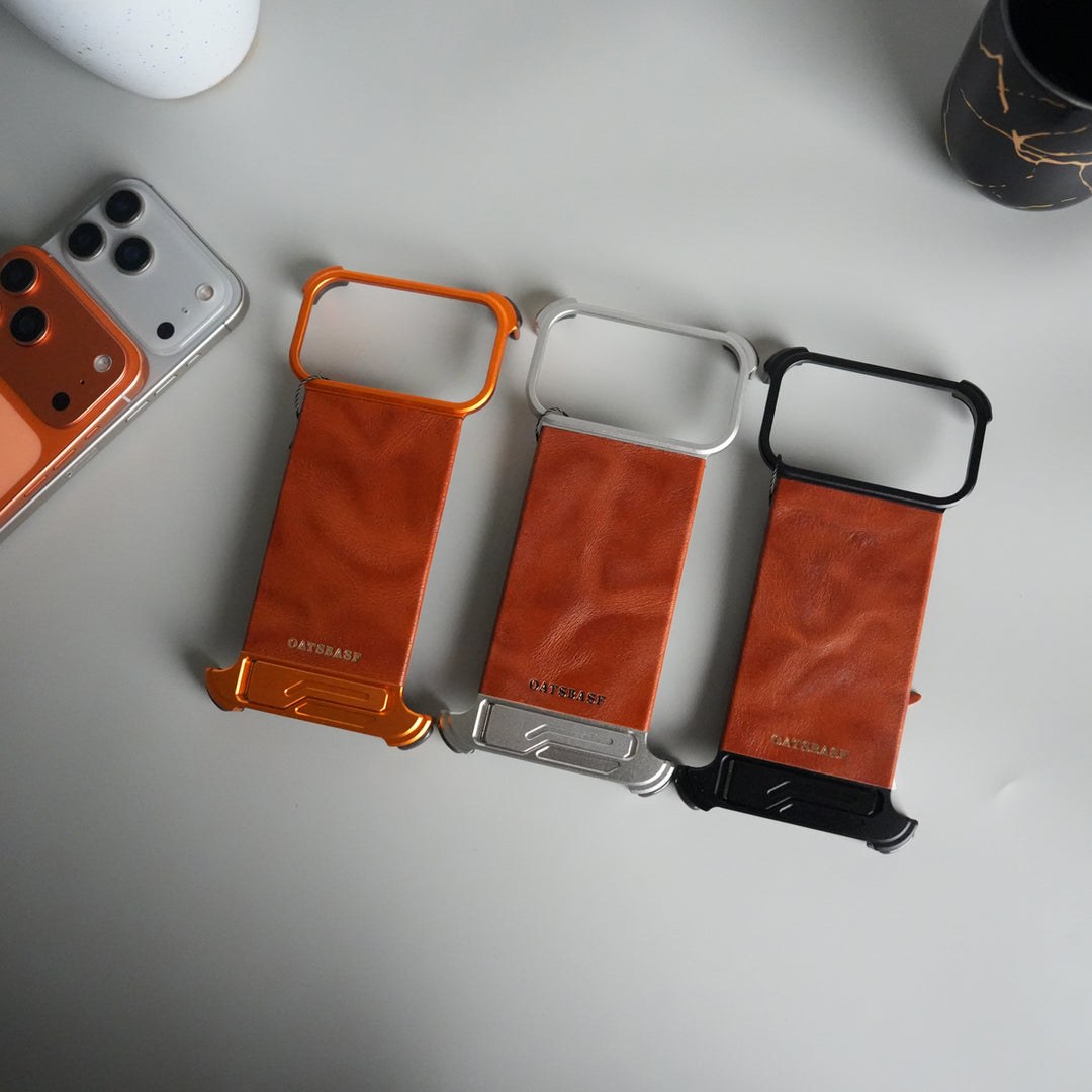 iPhone 17 Pro Magnetic Leather Case | Strong MagSafe + Metal Kickstand | Premium PU Leather Back with Aluminum Bumper Frame