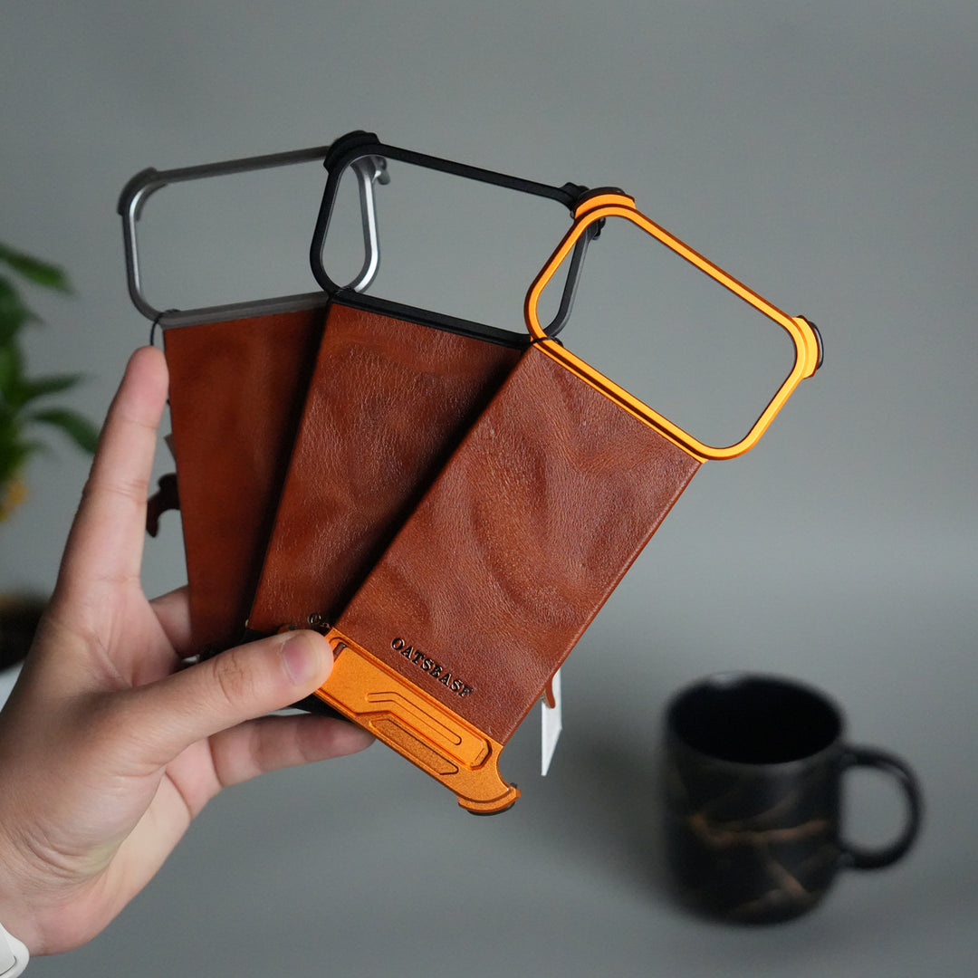 iPhone 17 Pro Magnetic Leather Case | Strong MagSafe + Metal Kickstand | Premium PU Leather Back with Aluminum Bumper Frame