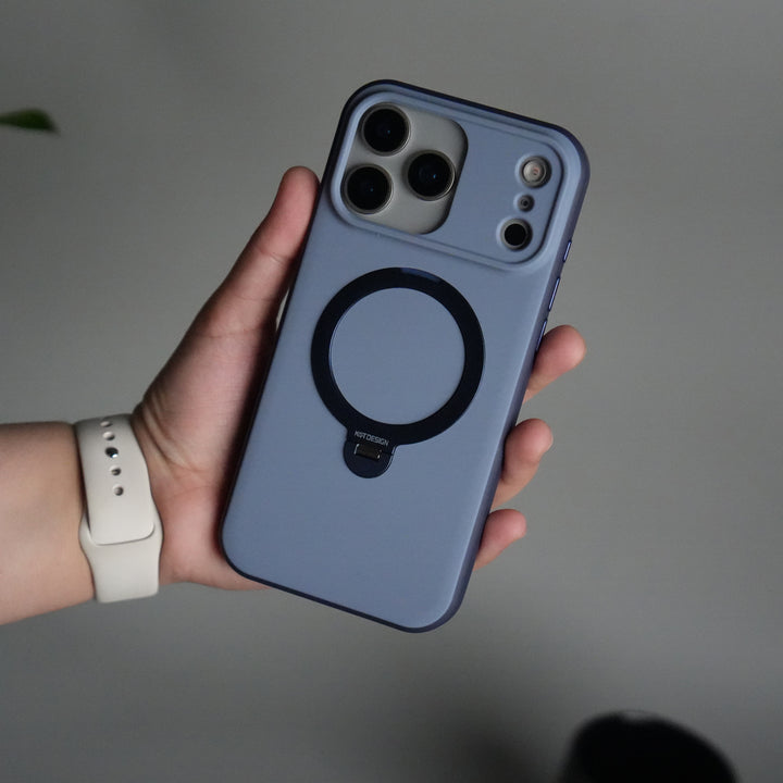 iPhone 17 Pro Max Liquid PC MagSafe Case | Soft Touch Back Cover with Metal Kickstand Ring