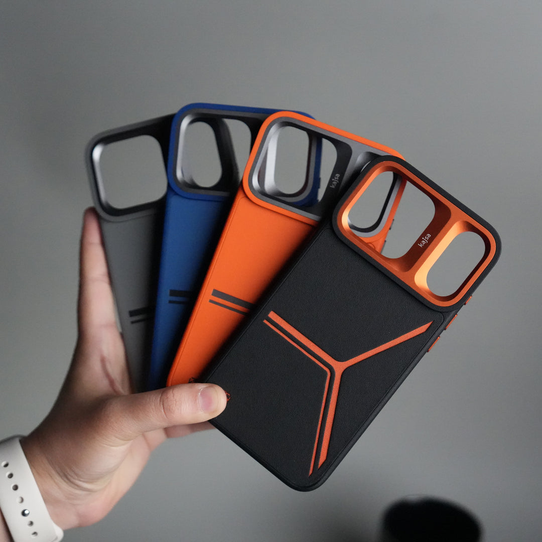 iPhone 17 Pro Max Tri-Strike Pattern Leather Case | Premium Luxury Back Cover with Metal Camera Frame