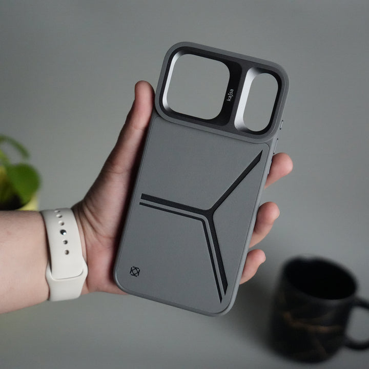 iPhone 17 Pro Max Tri-Strike Pattern Leather Case | Premium Luxury Back Cover with Metal Camera Frame