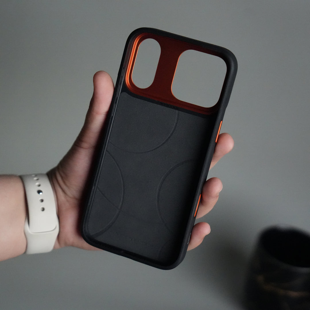 iPhone 17 Pro Max Tri-Strike Pattern Leather Case | Premium Luxury Back Cover with Metal Camera Frame