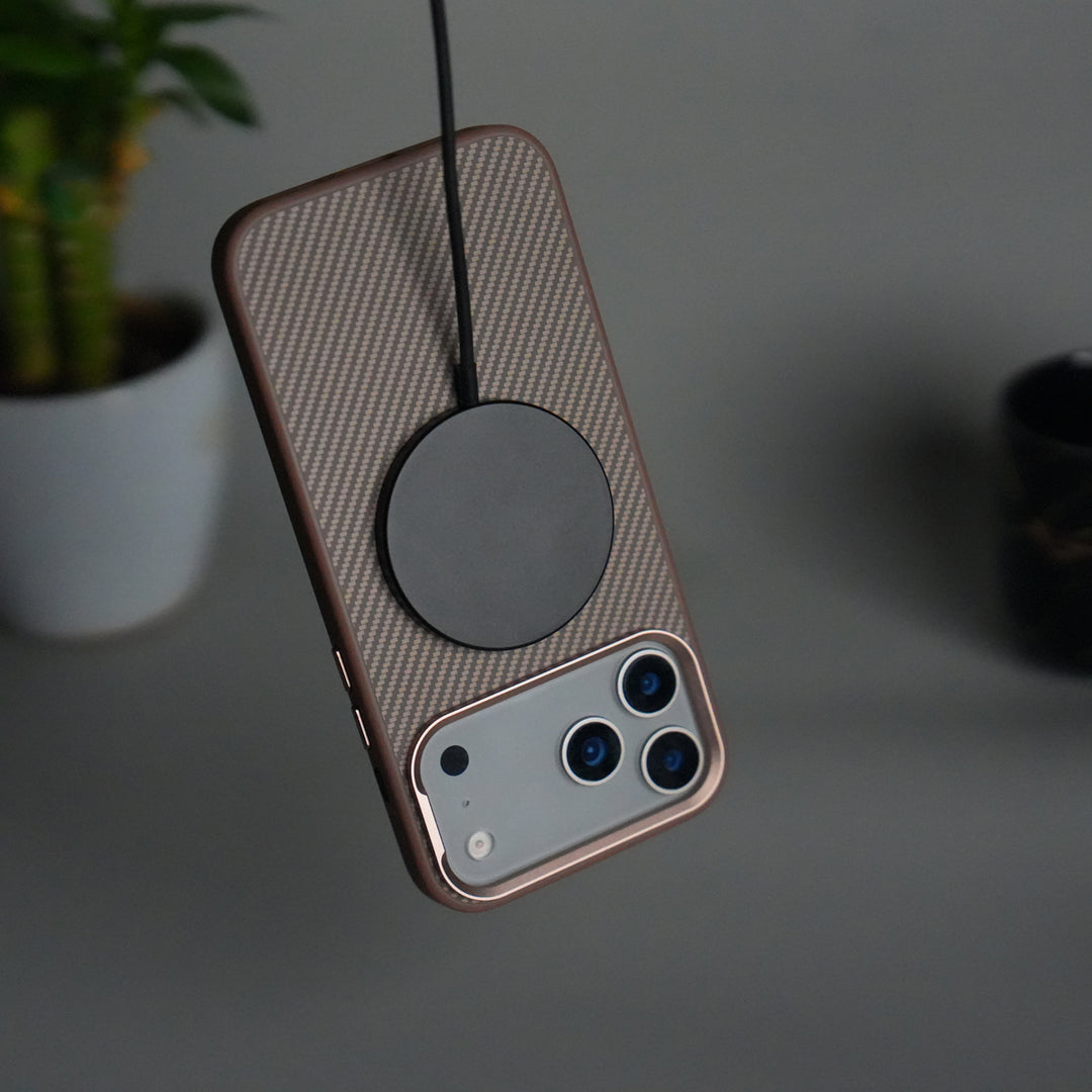 iPhone 17 Pro Metal Camera Ring Carbon Fiber Design MagSafe Cover