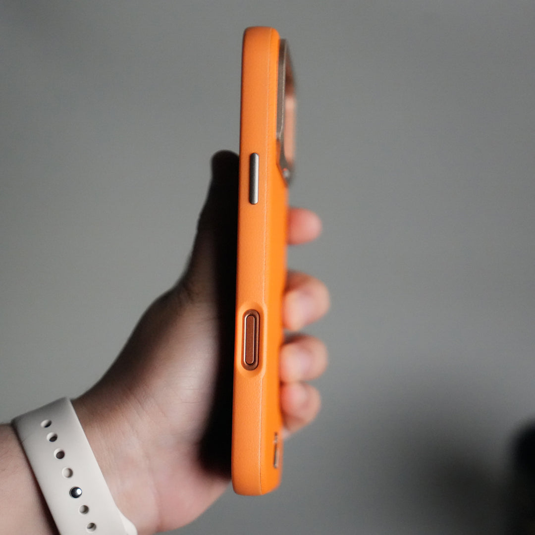 iPhone 17 Pro PU Leather Case with Metal Camera Frame