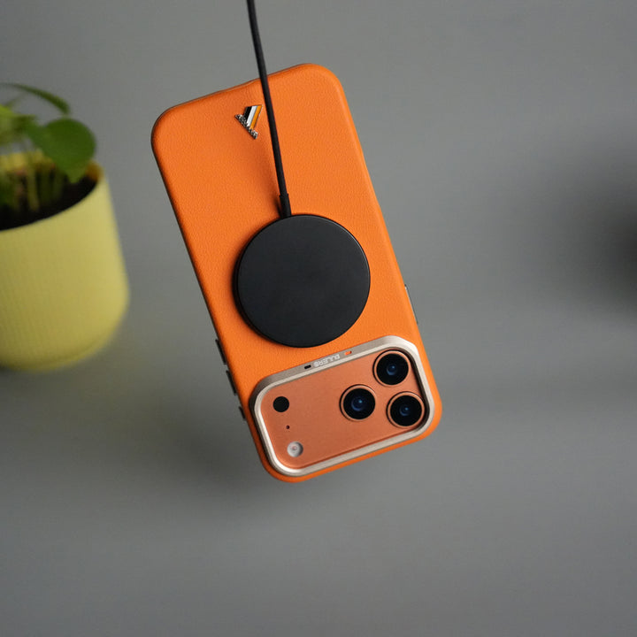 iPhone 17 Pro PU Leather Case with Metal Camera Frame