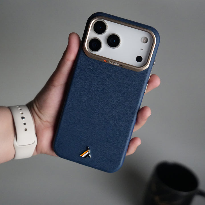 iPhone 17 Pro PU Leather Case with Metal Camera Frame