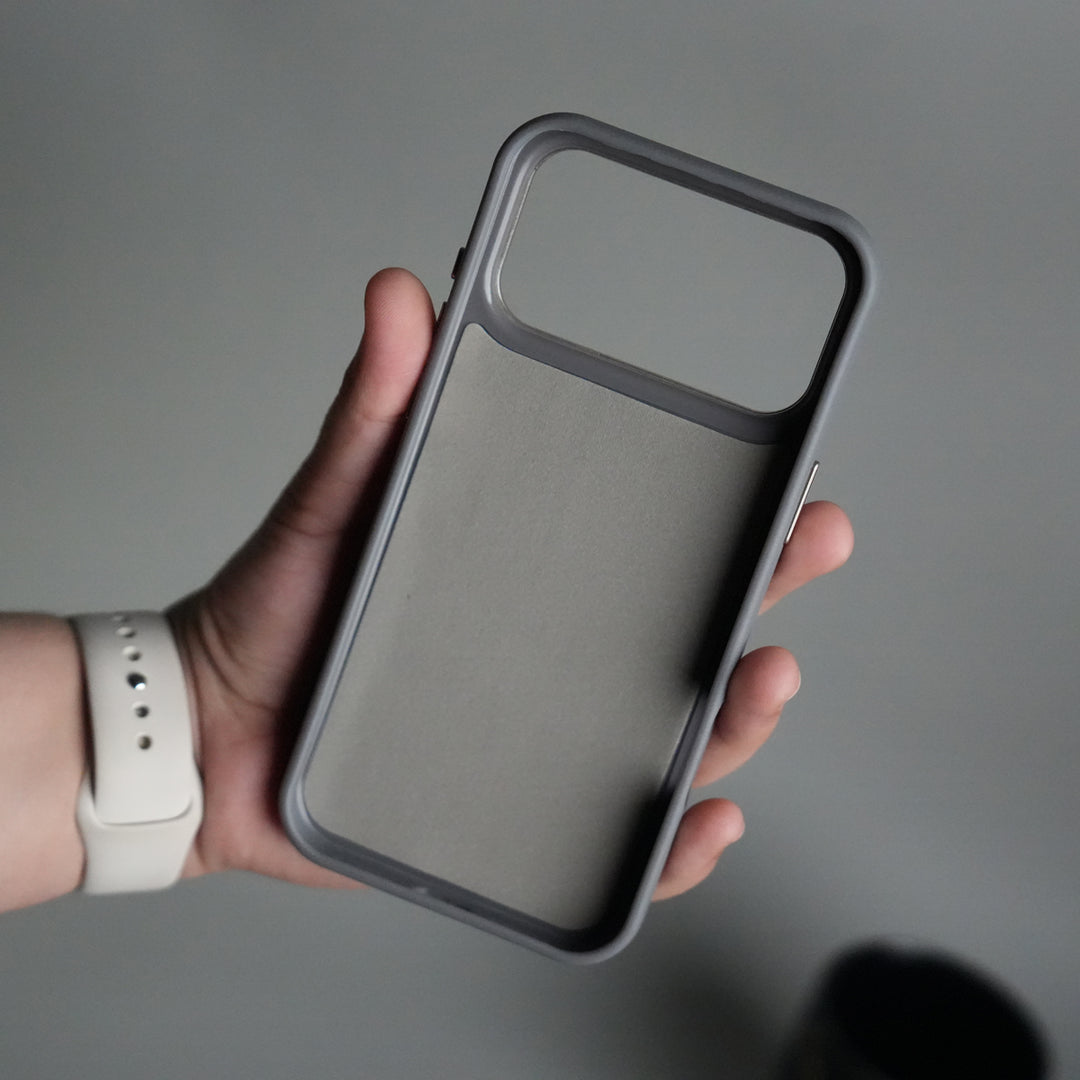 iPhone 17 Pro PU Leather Case with Metal Camera Frame