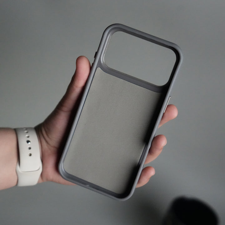 iPhone 17 Pro PU Leather Case with Metal Camera Frame