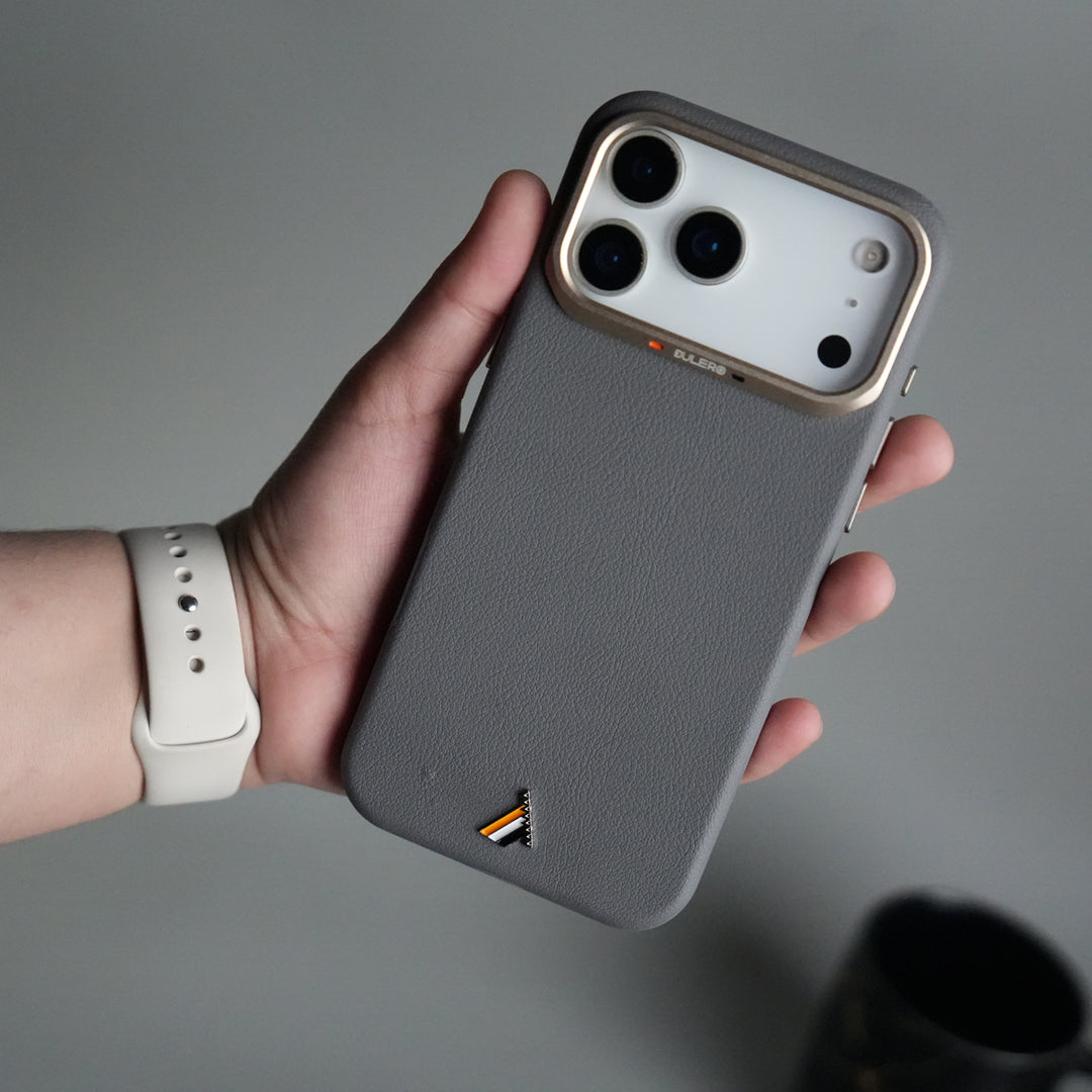 iPhone 17 Pro PU Leather Case with Metal Camera Frame