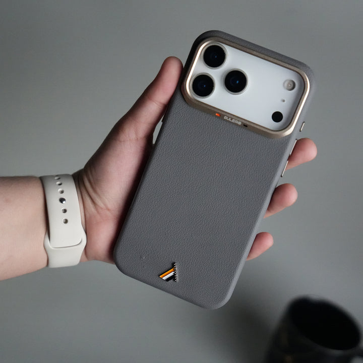 iPhone 17 Pro PU Leather Case with Metal Camera Frame