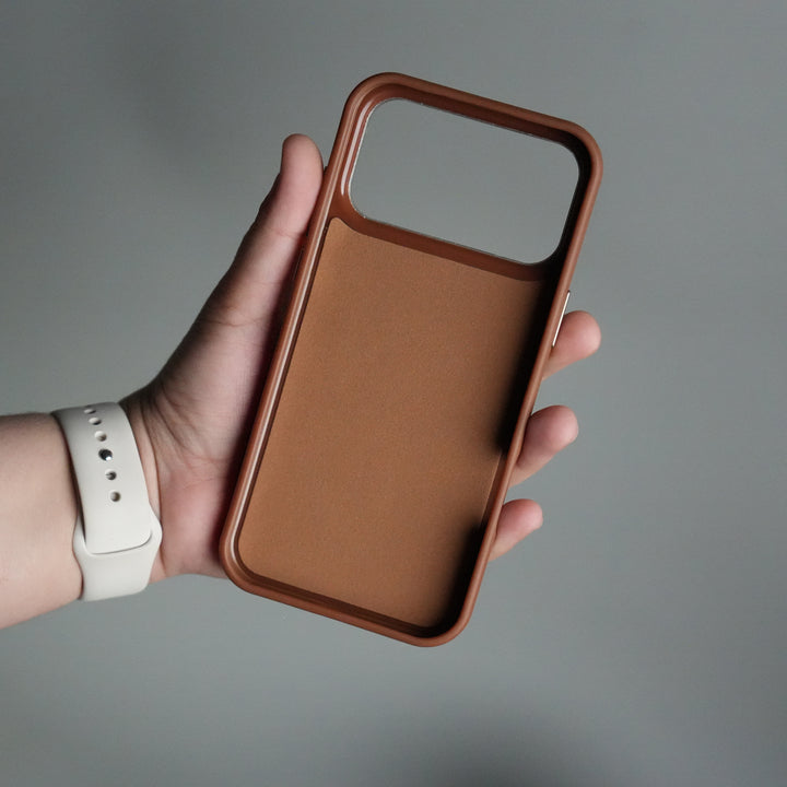 iPhone 17 Pro PU Leather Case with Metal Camera Frame