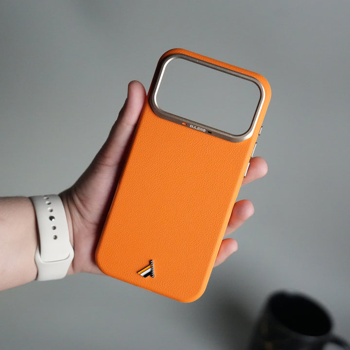 iPhone 17 Pro PU Leather Case with Metal Camera Frame