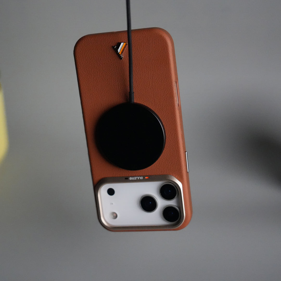 iPhone 17 Pro PU Leather Case with Metal Camera Frame