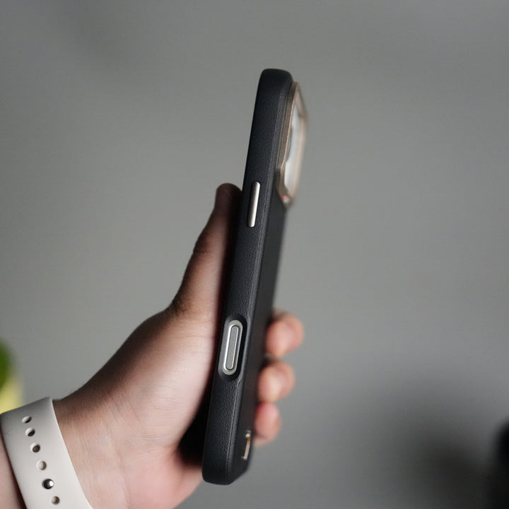 iPhone 17 Pro PU Leather Case with Metal Camera Frame