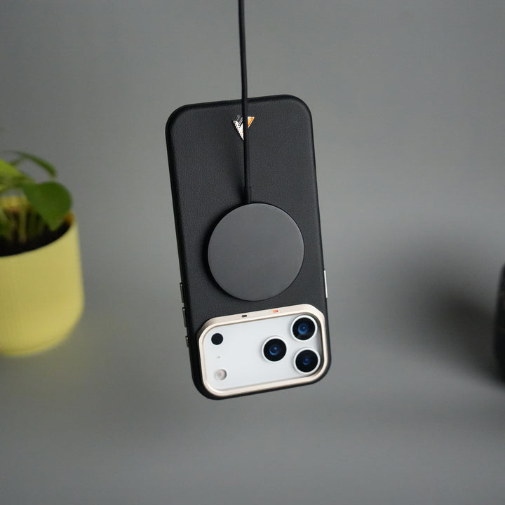 iPhone 17 Pro PU Leather Case with Metal Camera Frame