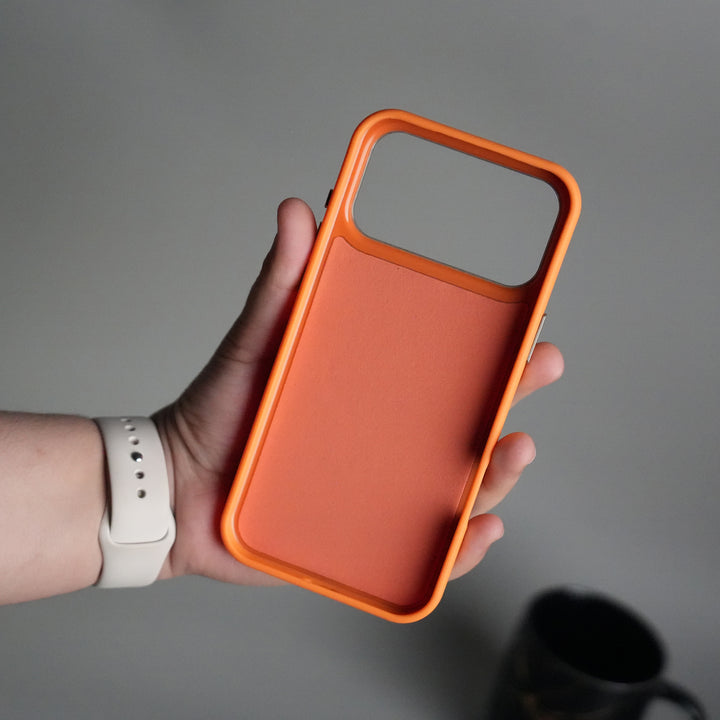 iPhone 17 Pro PU Leather Case with Metal Camera Frame