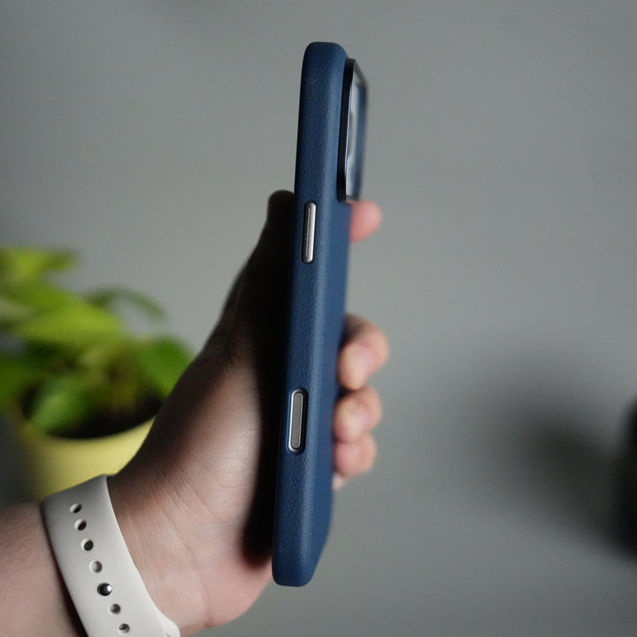 iPhone 17 Pro PU Leather Case with Metal Camera Frame & Built-in MagSafe Back Cover