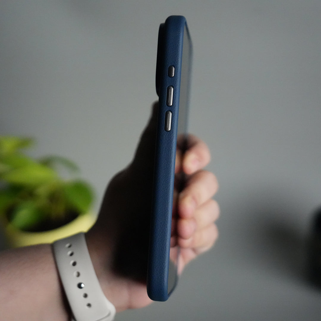 iPhone 17 Pro PU Leather Case with Metal Camera Frame & Built-in MagSafe Back Cover