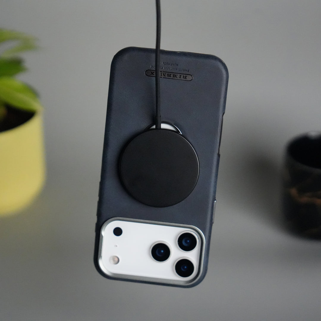 iPhone 17 Pro PU Leather Logo Cut MagSafe Case | Metal Camera Frame with Premium Finish