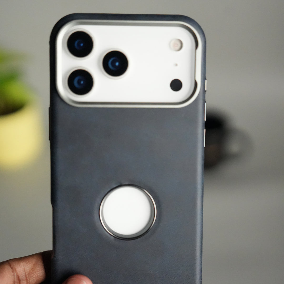 iPhone 17 Pro PU Leather Logo Cut MagSafe Case | Metal Camera Frame with Premium Finish