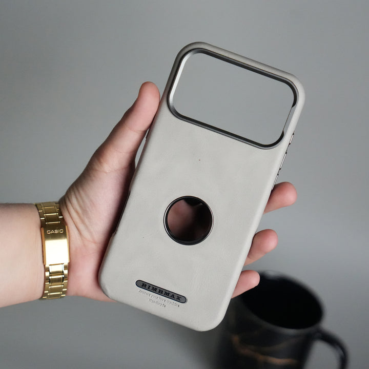 iPhone 17 Pro PU Leather Logo Cut MagSafe Case | Metal Camera Frame with Premium Finish