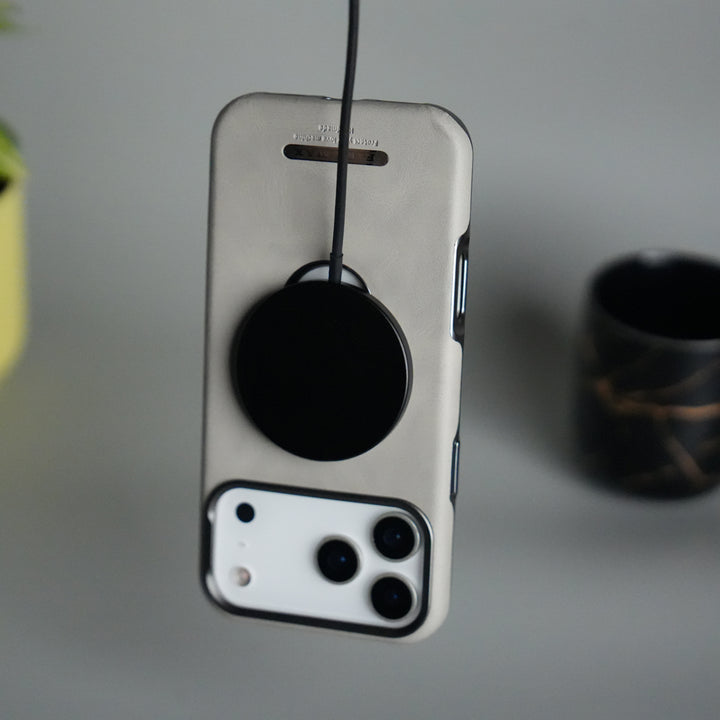 iPhone 17 Pro PU Leather Logo Cut MagSafe Case | Metal Camera Frame with Premium Finish